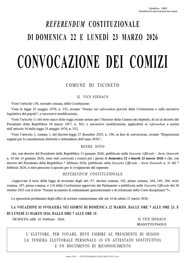 seconda versione manifesto convocazione comizi elettorali