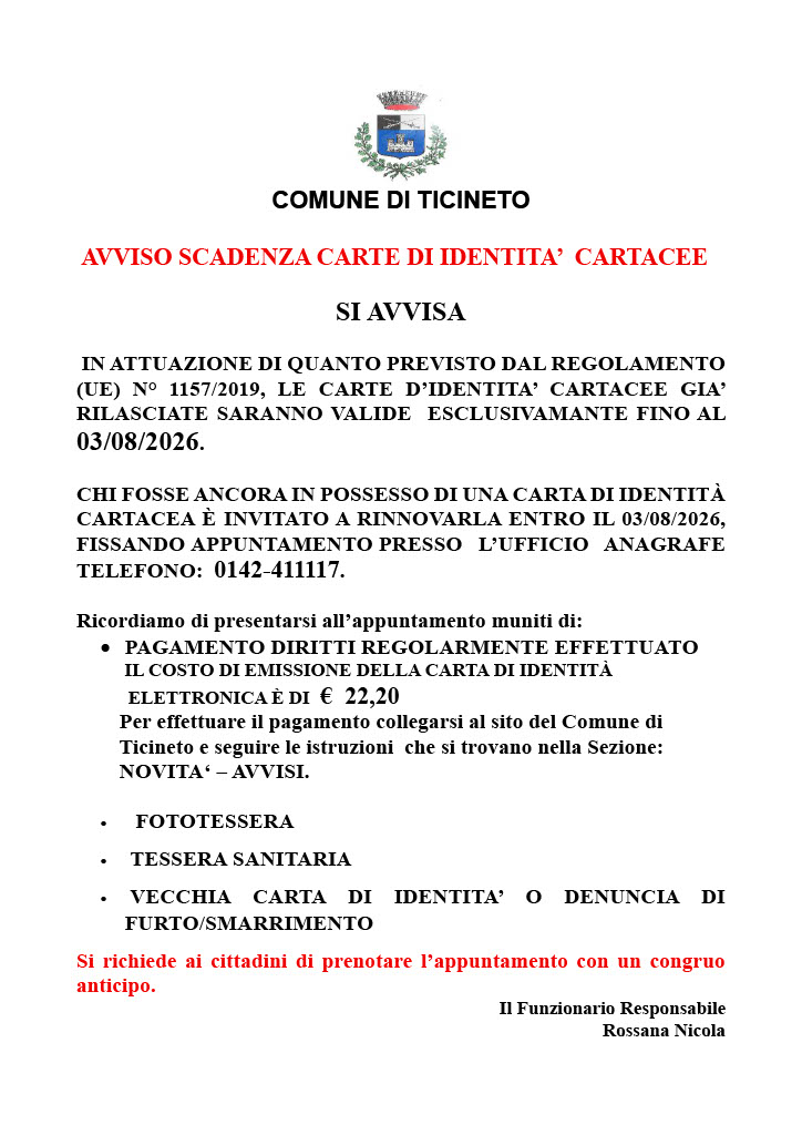 scadenza carta d'identità cartacea