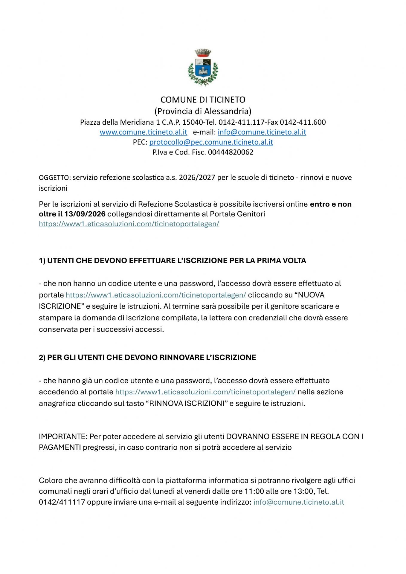 comunicazione iscrizioni e rinnovi a.s. 2026-2027